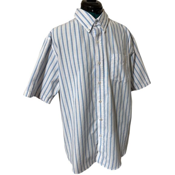 Men's Croft & Barrow Striped Button-Down White Dress Shirt Cotton Blend Size L - Picture 14 of 16